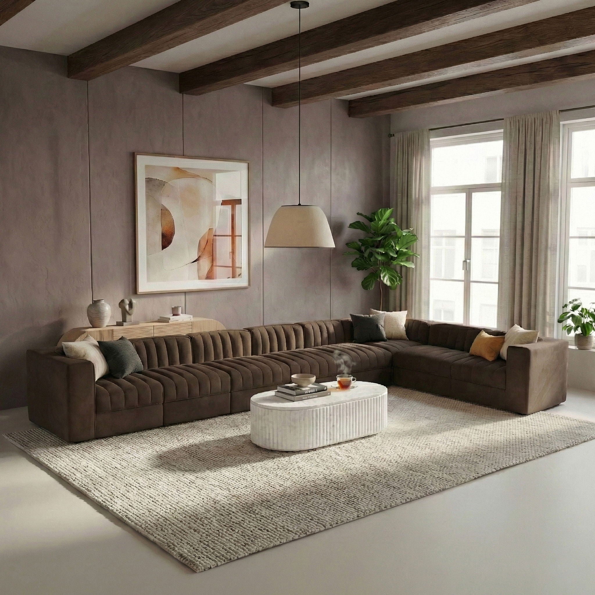 Rummi - Velvet Performance Fabric Upholstered 8 Piece Modular Sectional (With 3 Corner Chairs) - Urban Living Furniture (Los Angeles, CA)