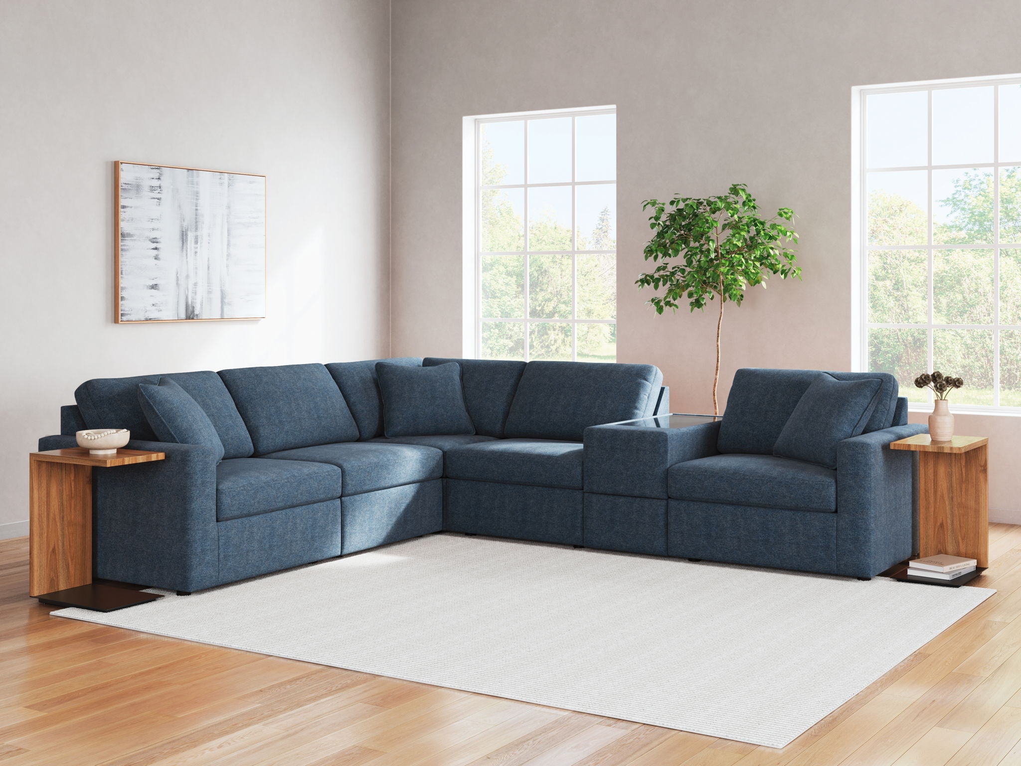 Modmax - Ink - 6-Piece Sectional With Storage Console - Fabric - Urban Living Furniture (Los Angeles, CA)