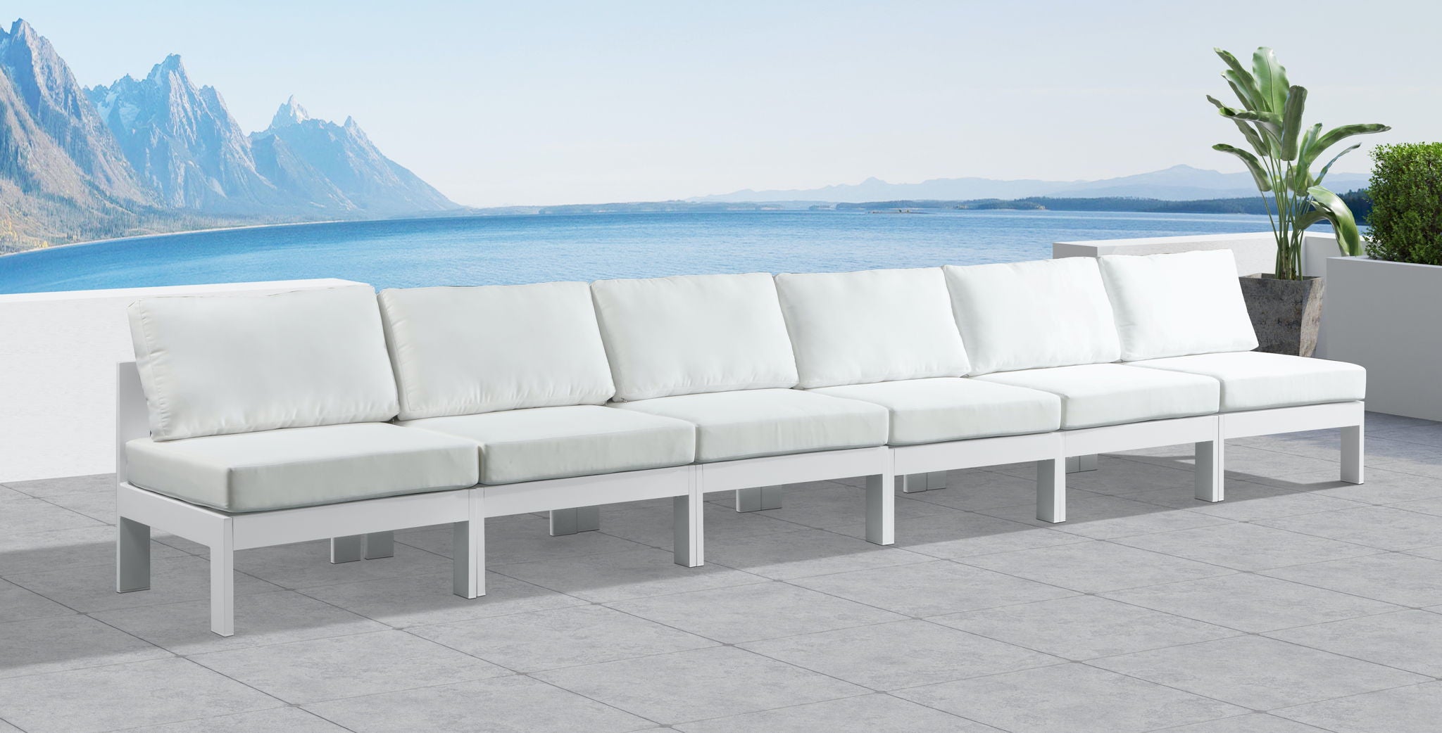 Nizuc - Outdoor Patio 6 Seat Armless Modular Sofa With White Frame - Urban Living Furniture (Los Angeles, CA)
