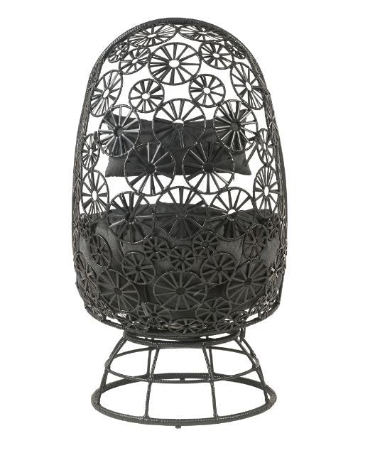 Hikre - Patio Lounge Chair & Side Table - Clear Glass, Charcoal Fabric & Black Wicker - Urban Living Furniture (Los Angeles, CA)