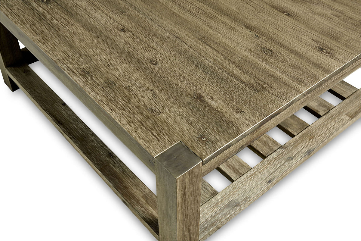 Canyon - Solid Wood Square Coffee Table - Washed Gray