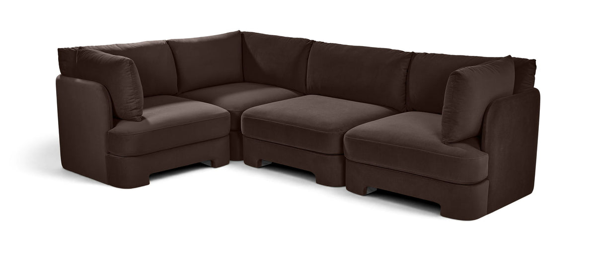 Hammond - Velvet Performance Fabric Upholstered 4 Piece Sectional