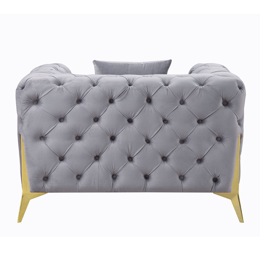 Jelanea - Chair With Pillow - Gray Velvet & Gold - Urban Living Furniture (Los Angeles, CA)
