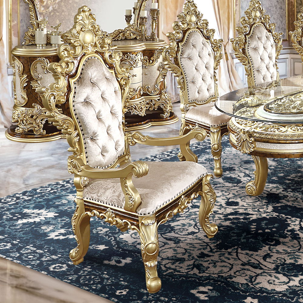 Desiderius - Arm Chair (Set of 2) - Antique Gold & Hand-Painted Brown - Urban Living Furniture (Los Angeles, CA)