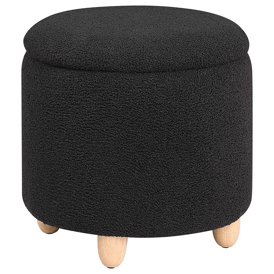 Valia - Faux Sheepskin Upholstered Round Storage Ottoman - Urban Living Furniture (Los Angeles, CA)