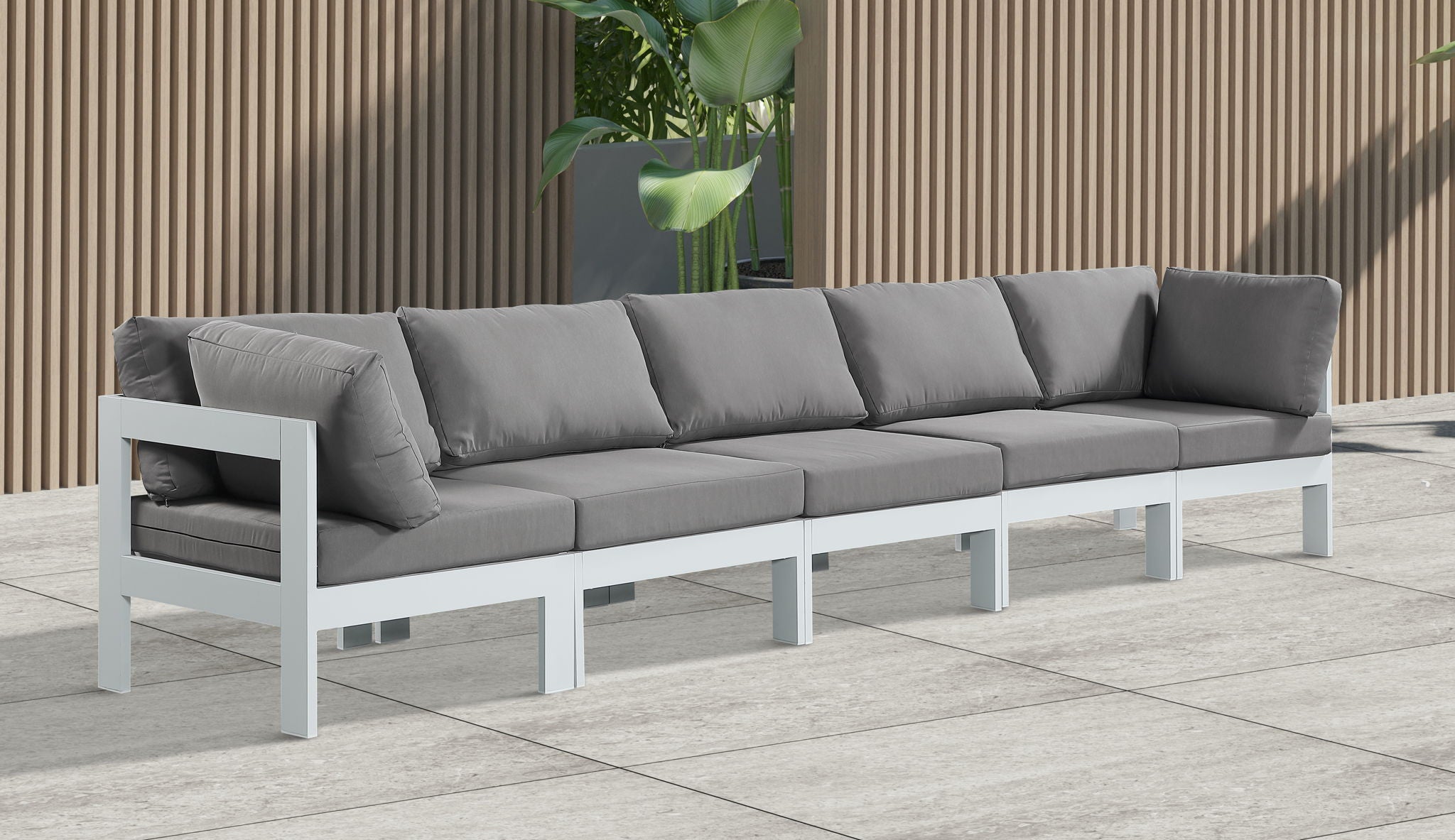 Nizuc - Outdoor Patio 5 Seat Modular Sofa With White Frame - Urban Living Furniture (Los Angeles, CA)
