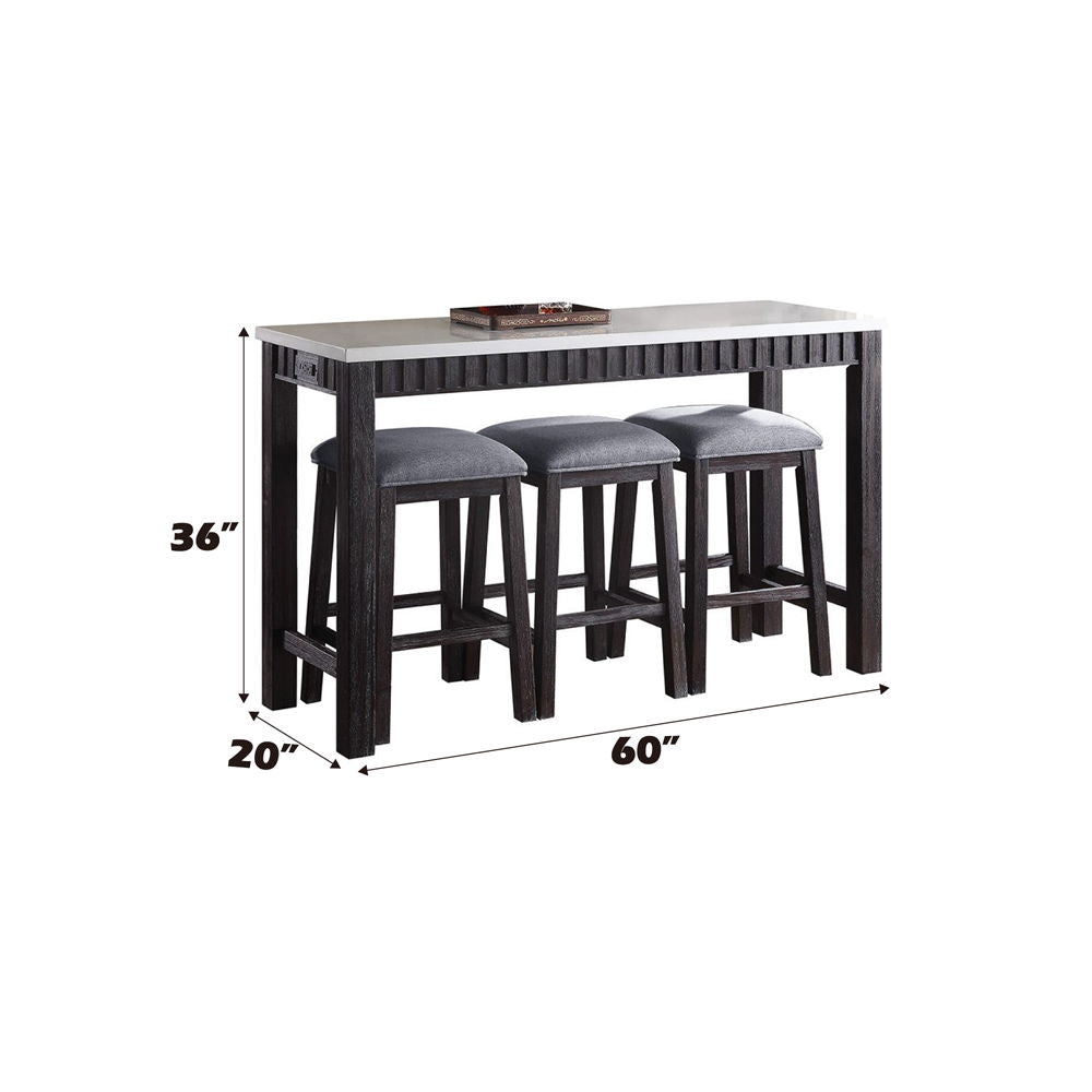Necalli - 4 Piece Counter Height Table Set - Marble Top & Weathered Espresso - Urban Living Furniture (Los Angeles, CA)