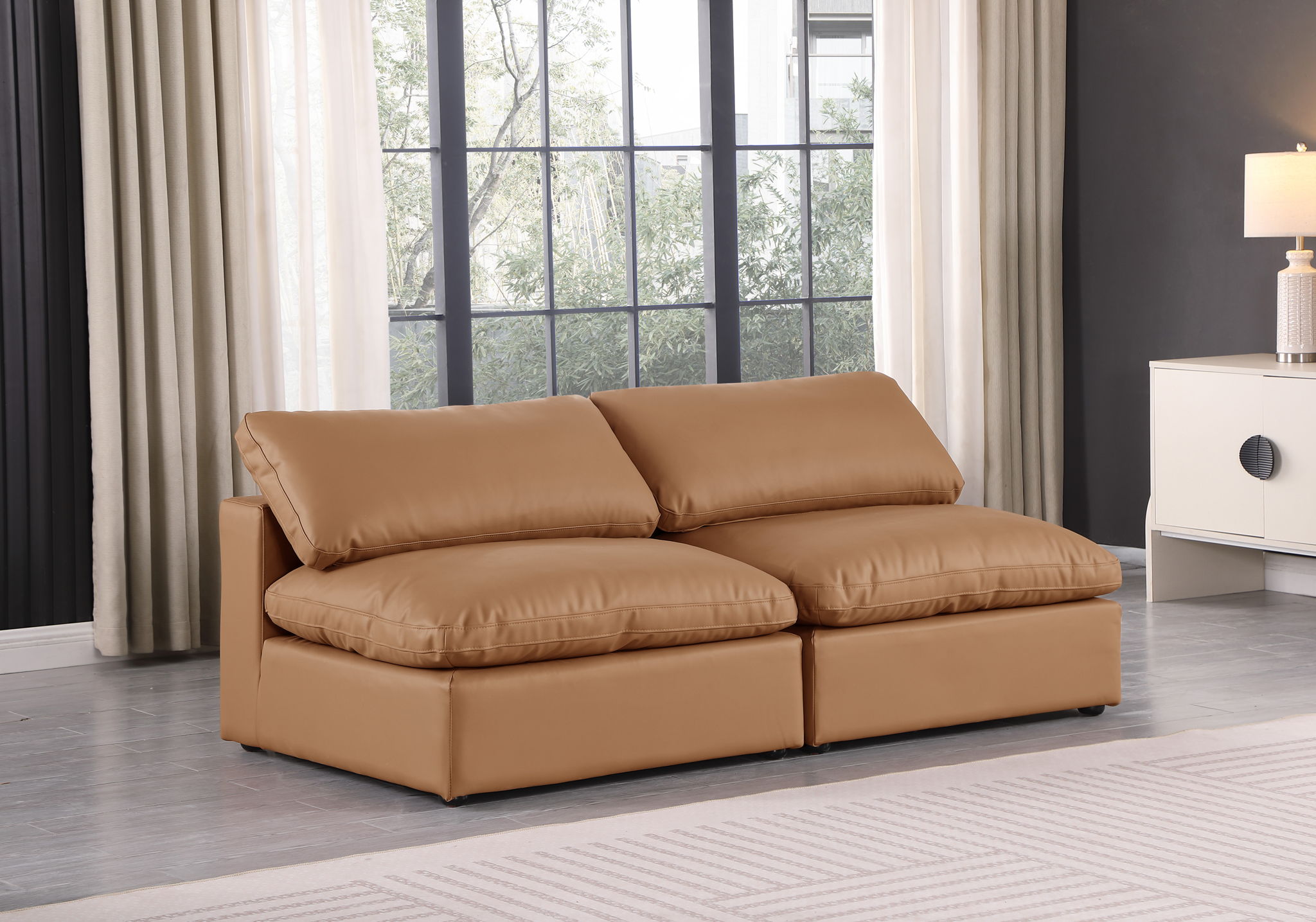Comfy - Faux Leather Modular Armless Sofa 2 Seats - Urban Living Furniture (Los Angeles, CA)