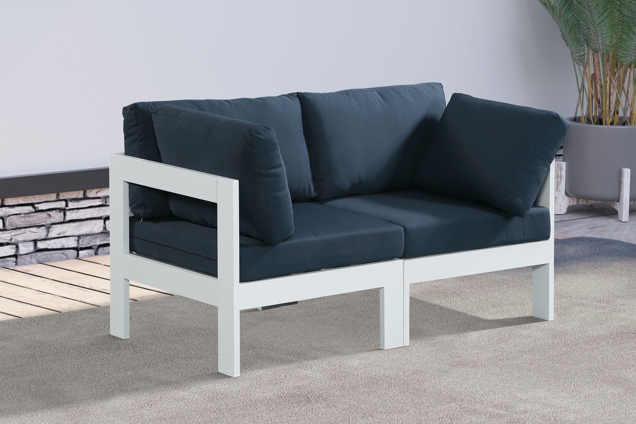 Nizuc - Outdoor Patio 2 Seat Modular Sofa With White Frame - Urban Living Furniture (Los Angeles, CA)