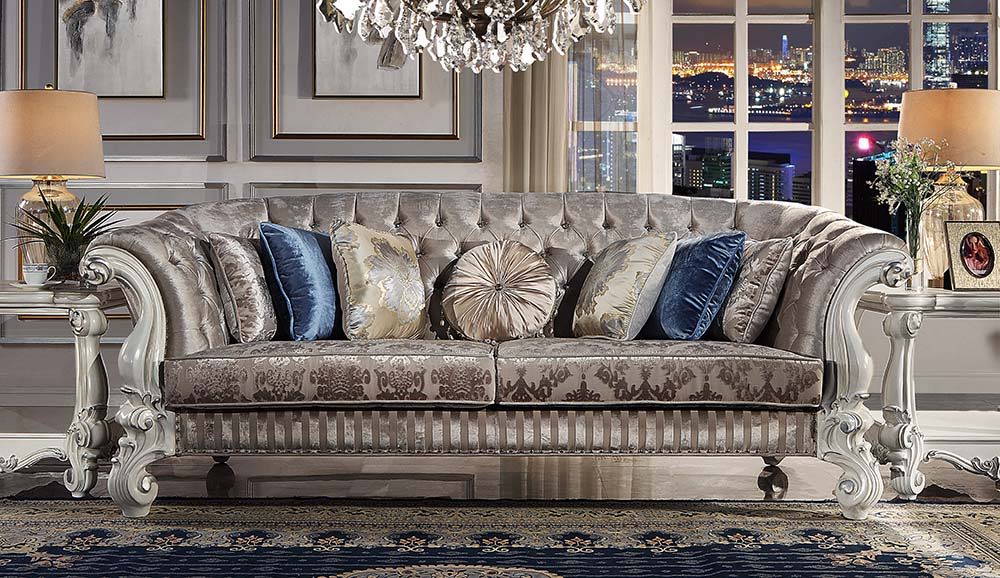 Versailles - Sofa - Ivory Fabric & Bone White Finish - Urban Living Furniture (Los Angeles, CA)