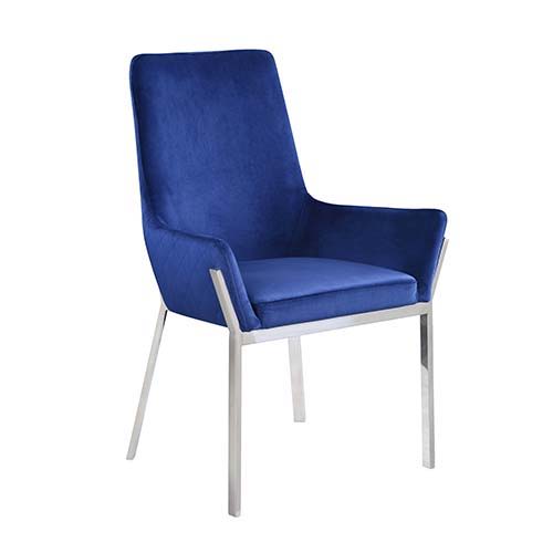 Cambrie - Side Chair (Set of 2) - Blue Velvet & Mirrored Silver - Urban Living Furniture (Los Angeles, CA)