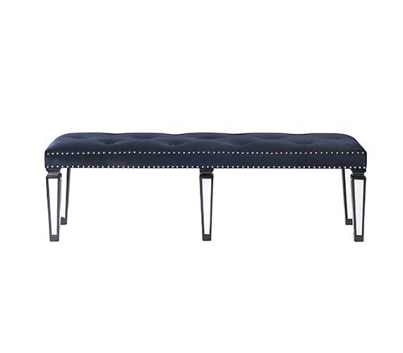 Varian II - Bench - Black Velvet & Black & Sliver Finish - Urban Living Furniture (Los Angeles, CA)