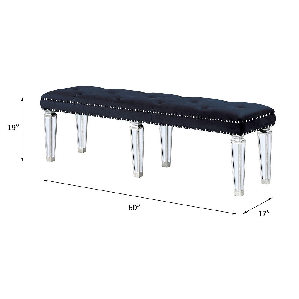 Varian - Bench - Dark Navy Velvet & Mirrored - Urban Living Furniture (Los Angeles, CA)