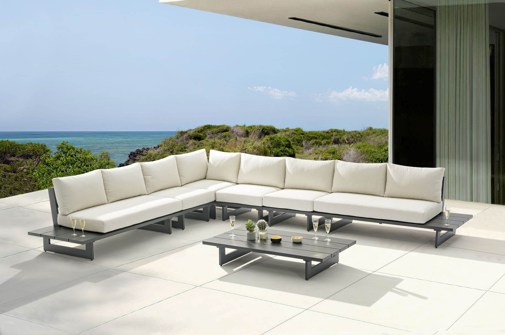 Maldives - 6 Piece Water Resistant Outdoor Patio Modular Sectional With Gray Base - Urban Living Furniture (Los Angeles, CA)