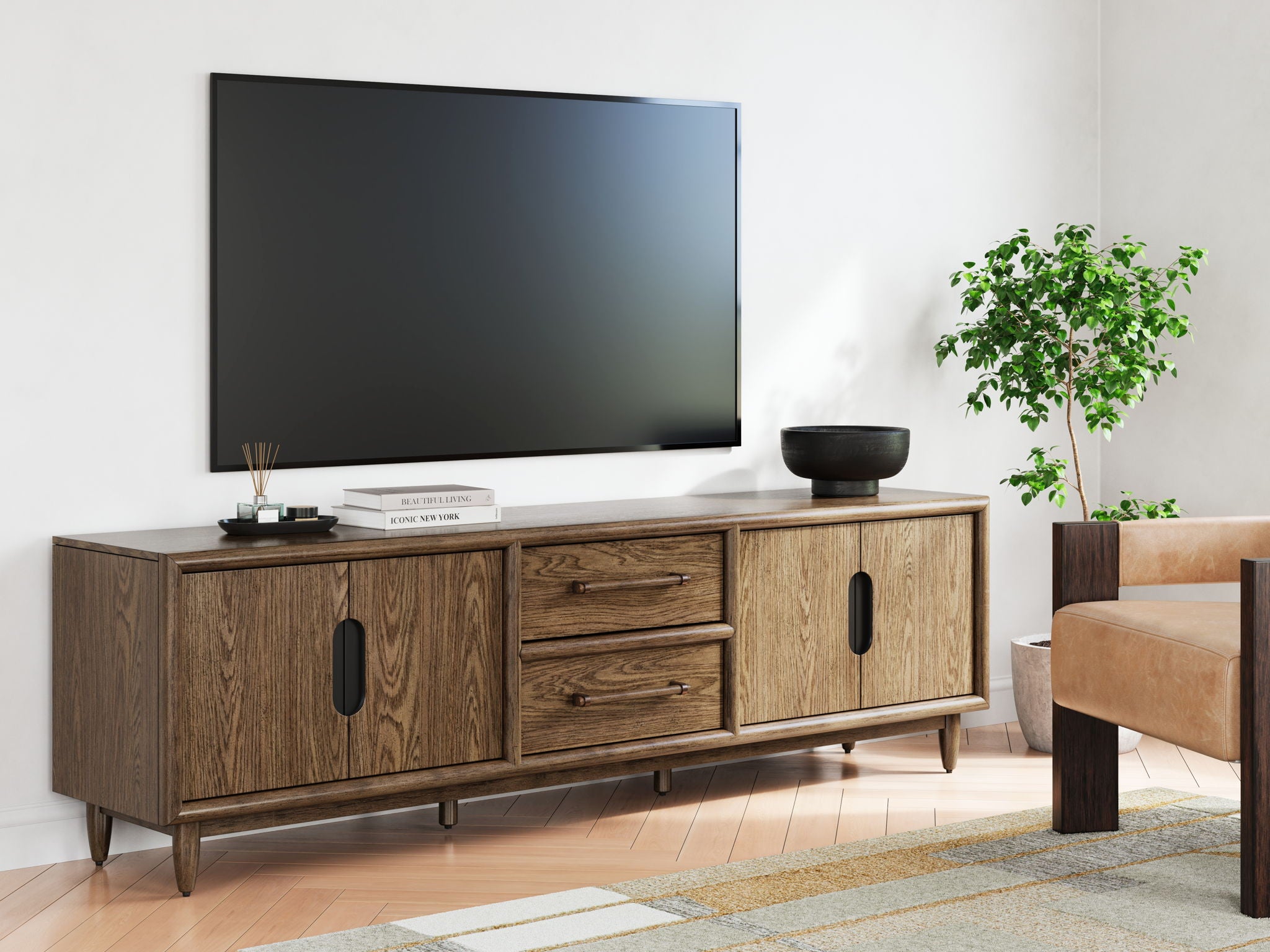 Roanhowe - Brown - Extra Large TV Stand - Urban Living Furniture (Los Angeles, CA)
