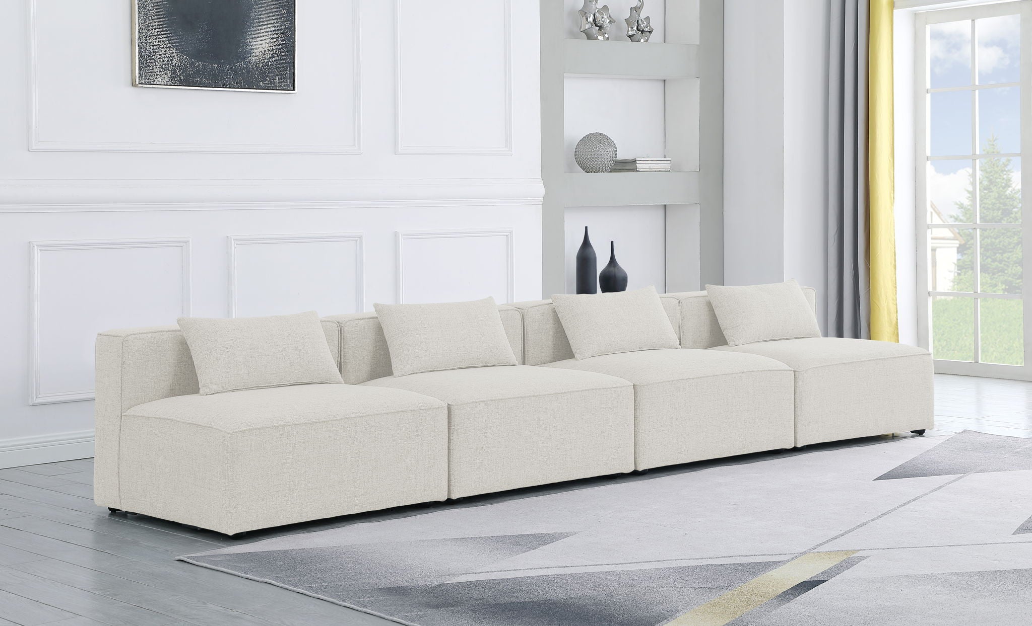 Cube - Linen Modular 4 Seat Armless Sofa - Urban Living Furniture (Los Angeles, CA)