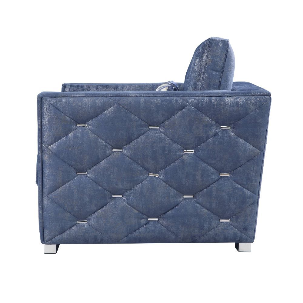 Emilia - Chair With Pillow - Two Tone Blue Fabric - Urban Living Furniture (Los Angeles, CA)