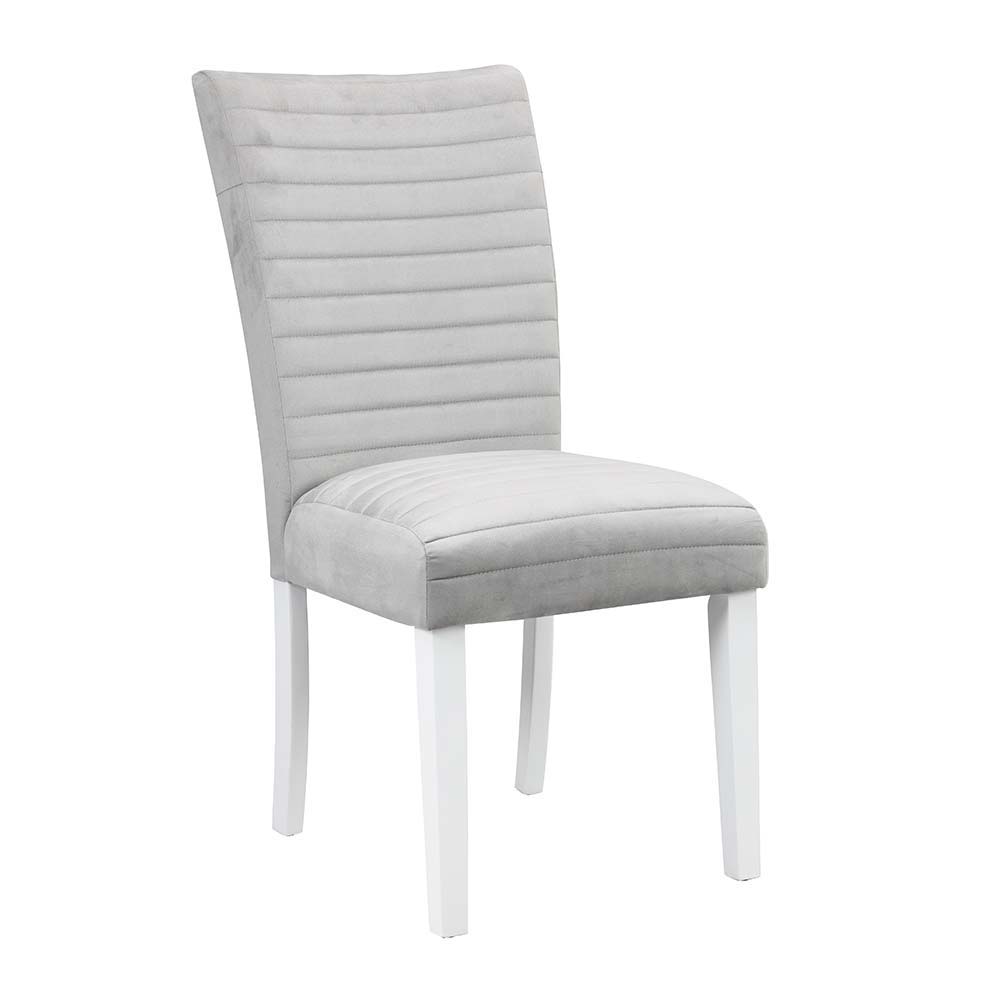 Elizaveta - Side Chair (Set of 2) - Gray Velvet &White High Gloss - Urban Living Furniture (Los Angeles, CA)