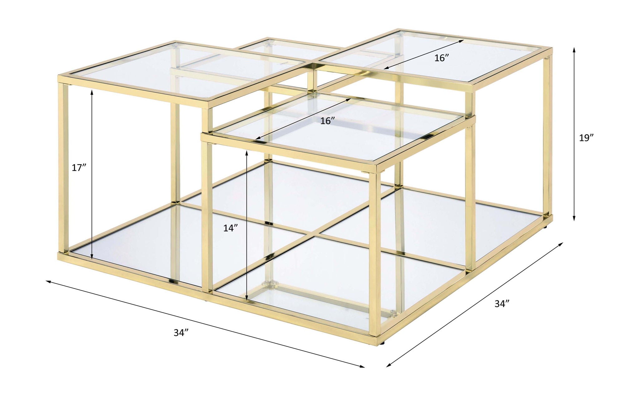 Uchenna - Coffee Table - Clear Glass & Gold - Urban Living Furniture (Los Angeles, CA)