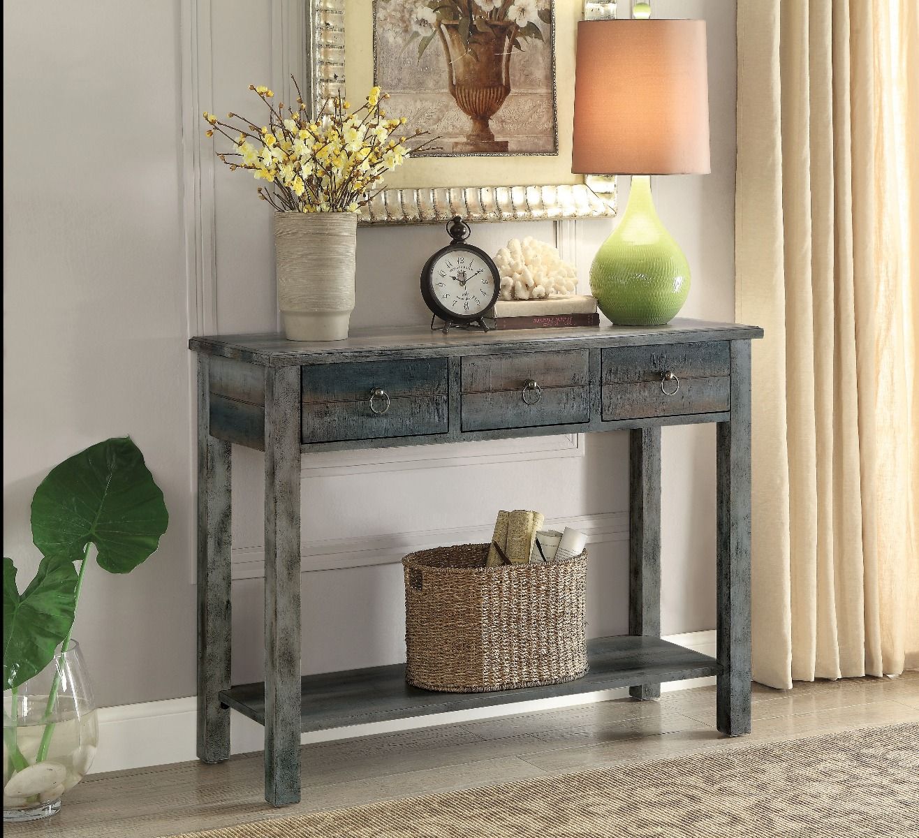 Glancio - Console Table - Antique Gray & Teal - Urban Living Furniture (Los Angeles, CA)