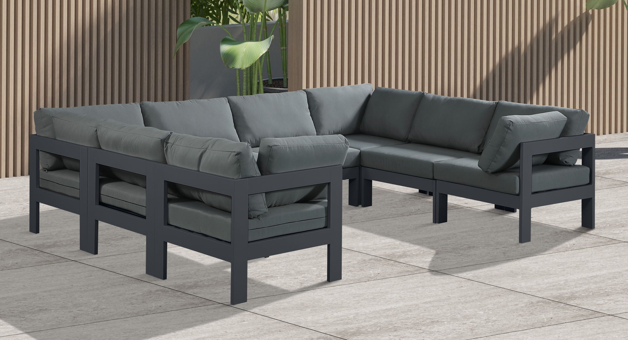 Nizuc - Outdoor Patio 8 Piece Modular Sectional With Gray Frame - Urban Living Furniture (Los Angeles, CA)