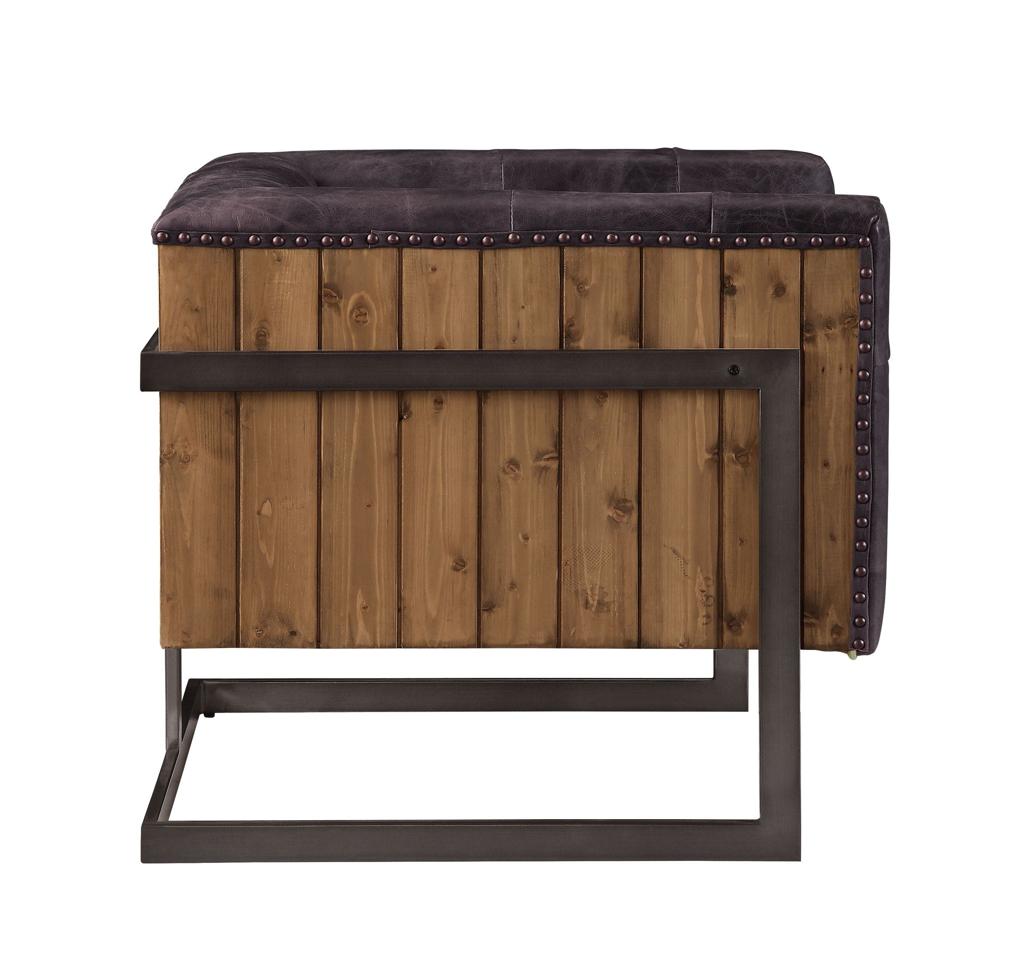 Sagat - Accent Chair - Antique Ebony Top Grain Leather & Rustic Oak - Urban Living Furniture (Los Angeles, CA)