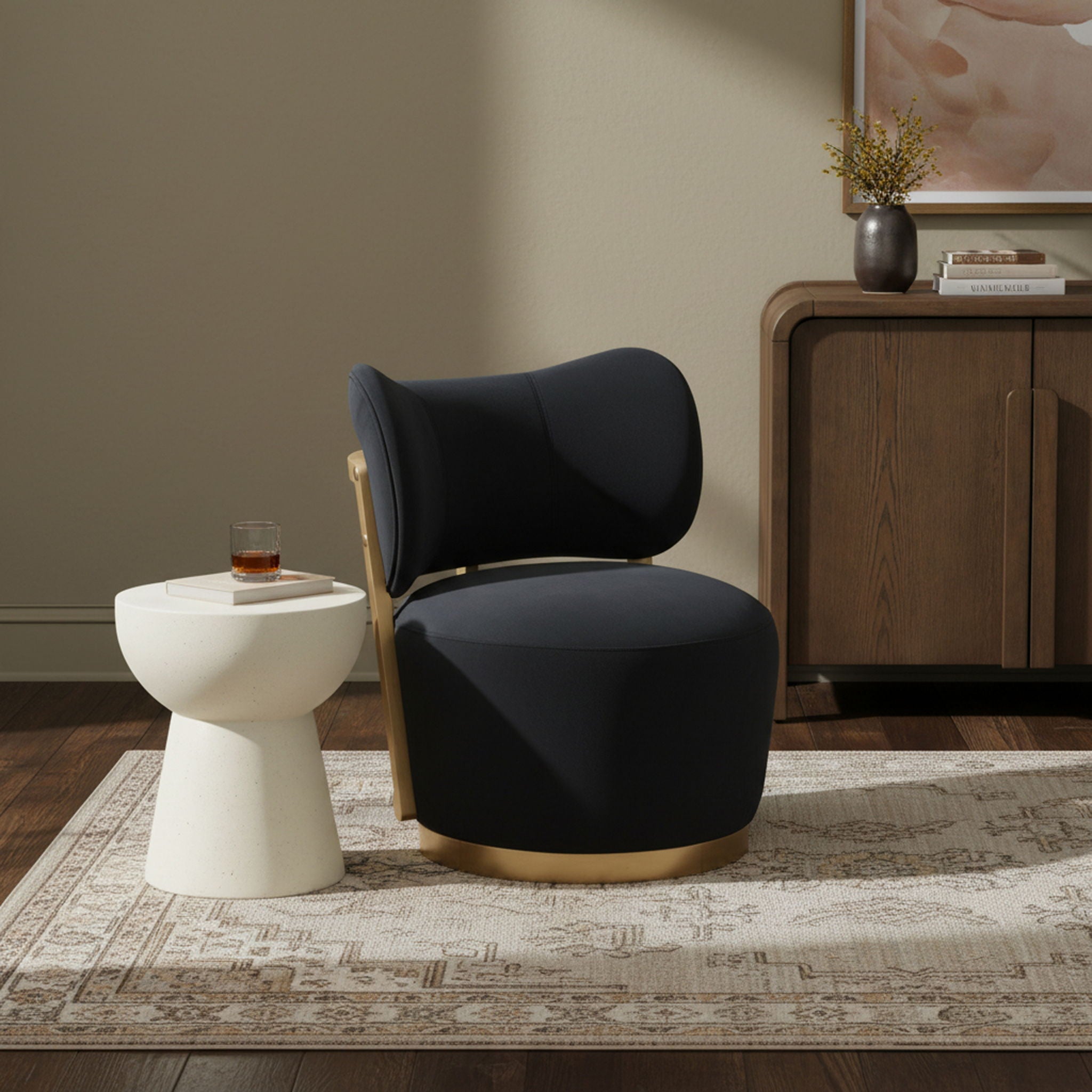 Elara - Velvet Upholstered Swivel Accent Chair - Stained Natural - Urban Living Furniture (Los Angeles, CA)