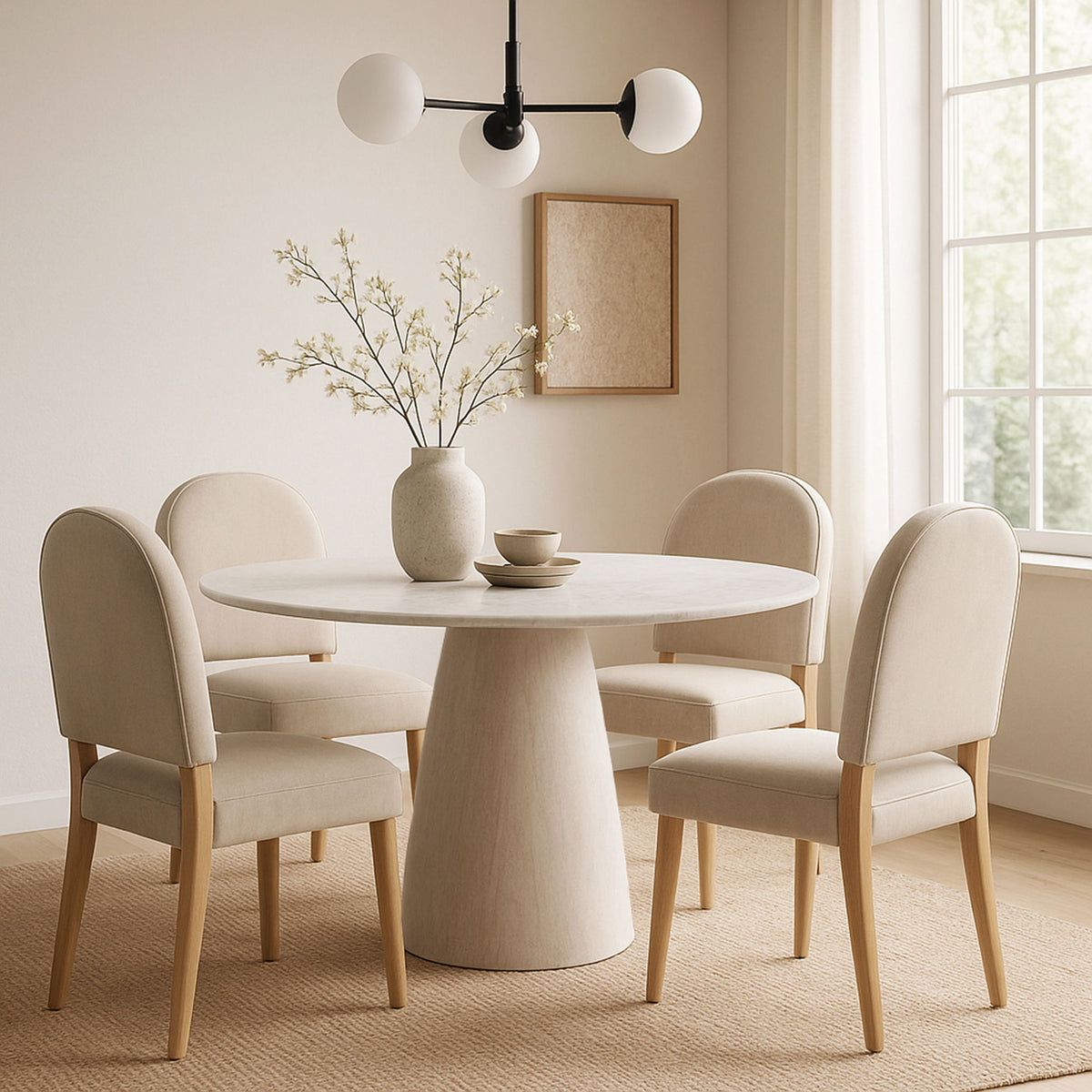 Liona - 42" Marble And Mango Wood Dining Table