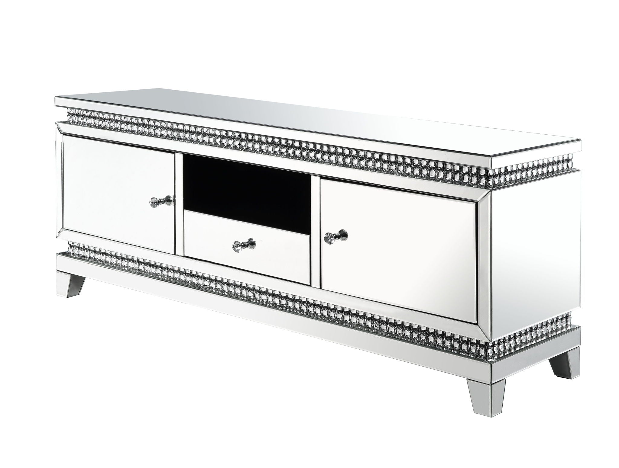 Lotus - TV Stand - Mirrored, Faux Ice Cube Crystals - Urban Living Furniture (Los Angeles, CA)