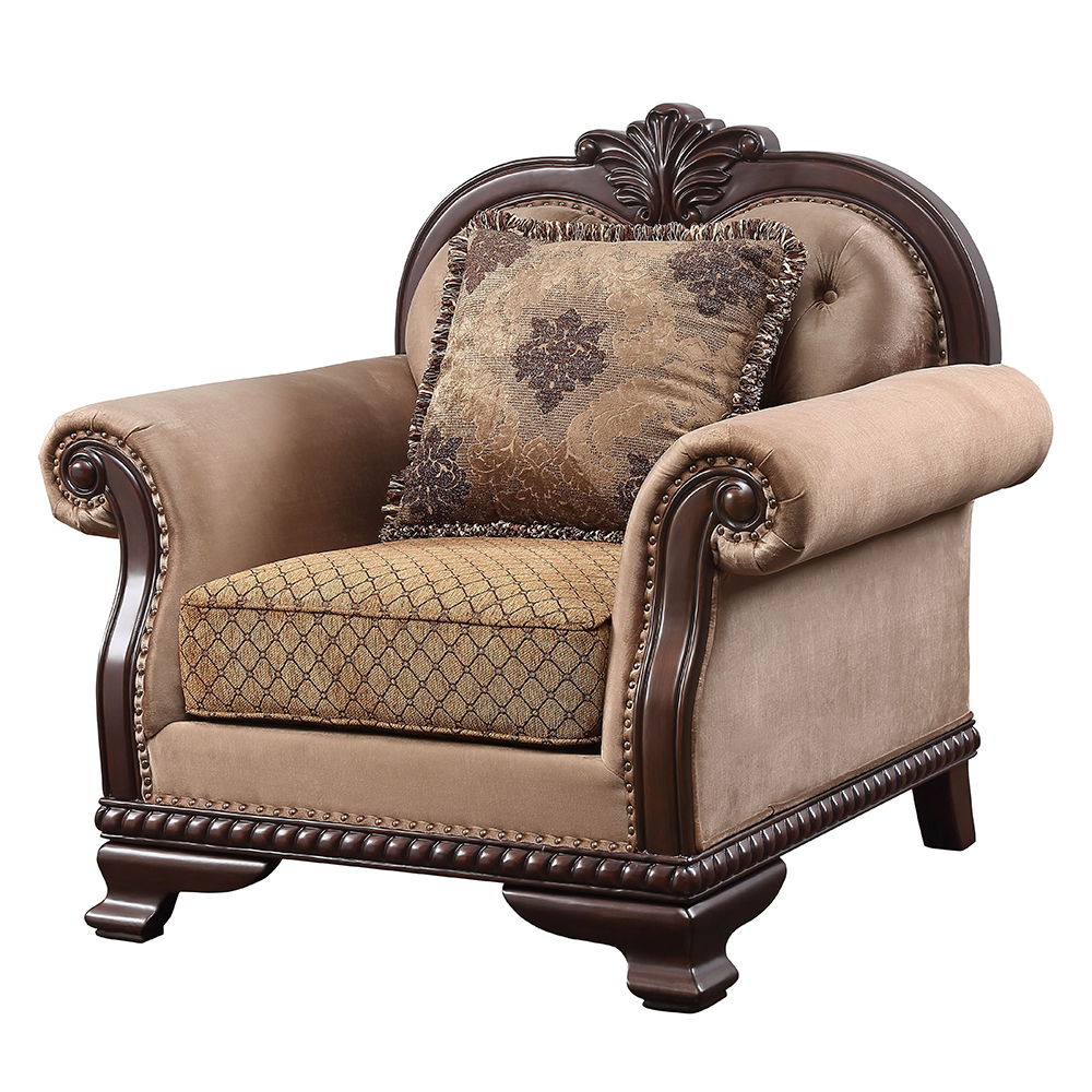 Chateau De Ville - Chair With Pillow (Same Lv01590) - Fabric & Espresso - Urban Living Furniture (Los Angeles, CA)