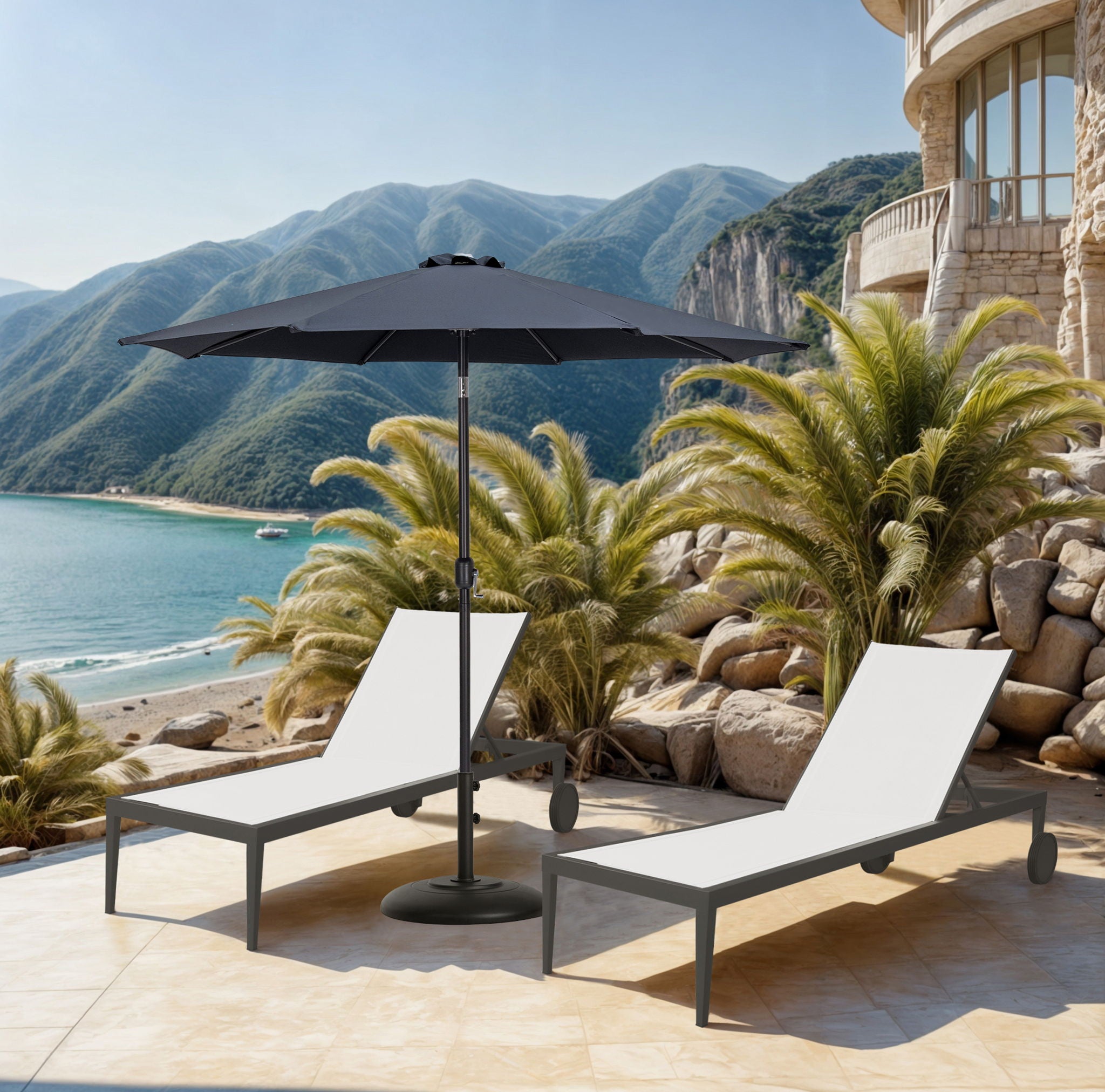 Fiji - Aluminum Patio Umbrella With Round Black Base - Urban Living Furniture (Los Angeles, CA)