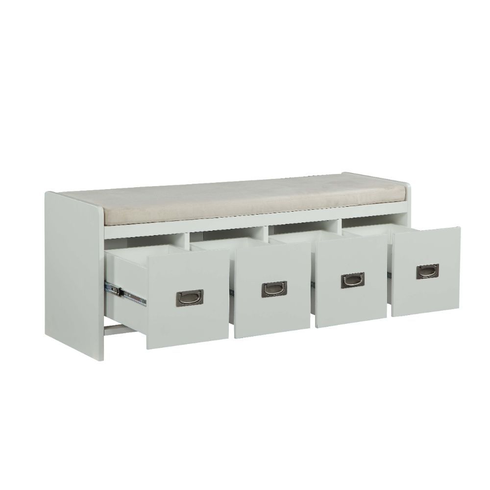 Berci - Bench With Storage - Beige Fabric & White - Urban Living Furniture (Los Angeles, CA)
