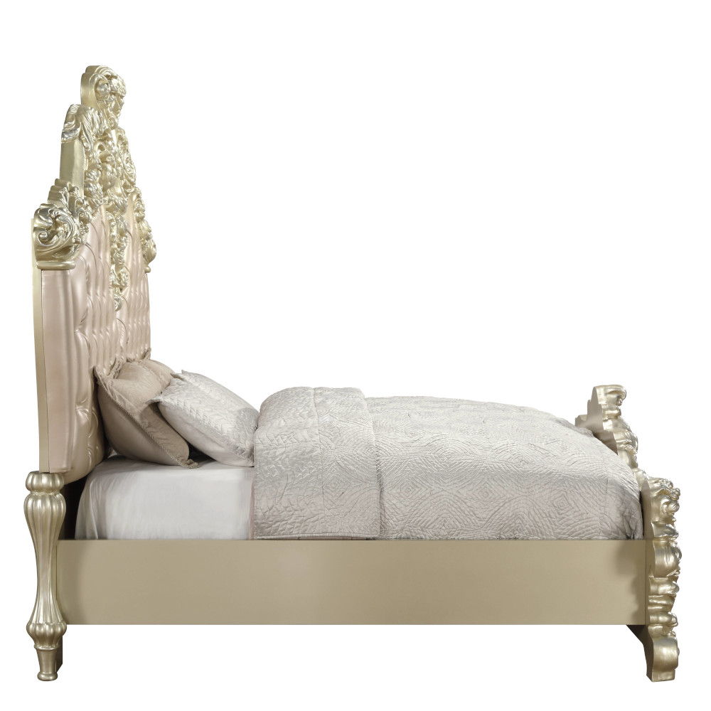 Vatican - Eastern King Bed - Synthetic Leather, Light Gold & Champagne Silver - Urban Living Furniture (Los Angeles, CA)