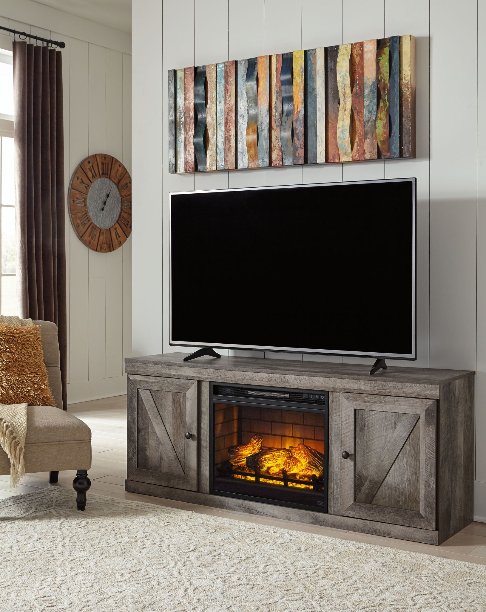 Wynnlow - Gray - TV Stand With Faux Firebrick Fireplace Insert - Urban Living Furniture (Los Angeles, CA)
