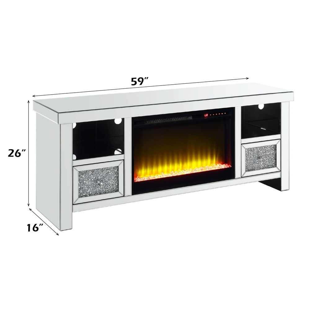 Noralie - 26" TV Stand With Fireplace - Mirrored & Faux Diamonds - Urban Living Furniture (Los Angeles, CA)