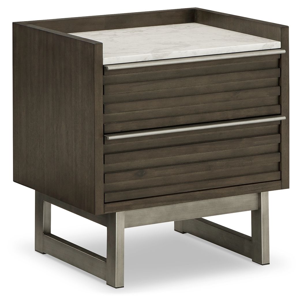Arkenton - Grayish Brown / White - Two Drawer Night Stand - Urban Living Furniture (Los Angeles, CA)