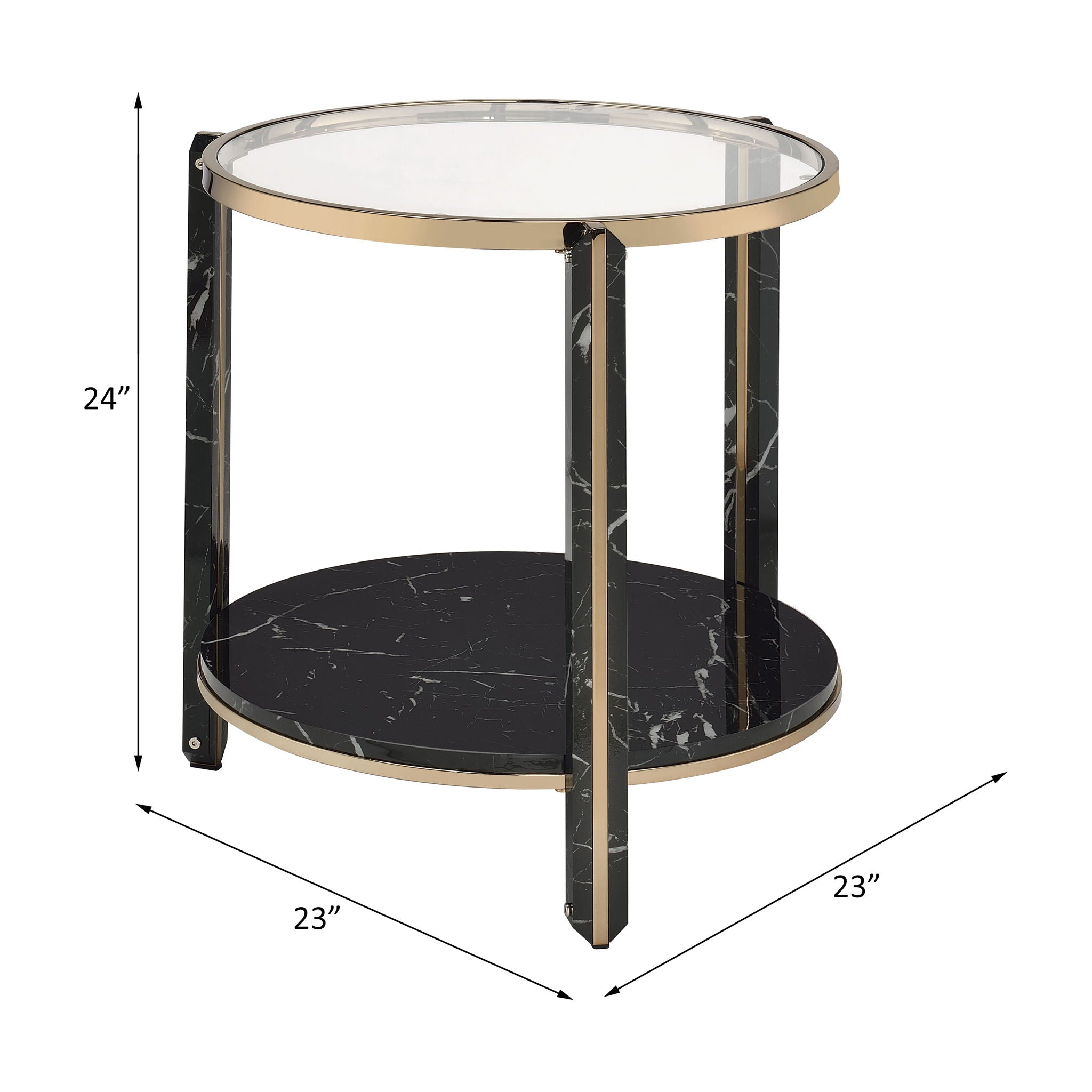 Thistle - End Table - Clear Glass, Faux Black Marble Top & Champagne - Urban Living Furniture (Los Angeles, CA)