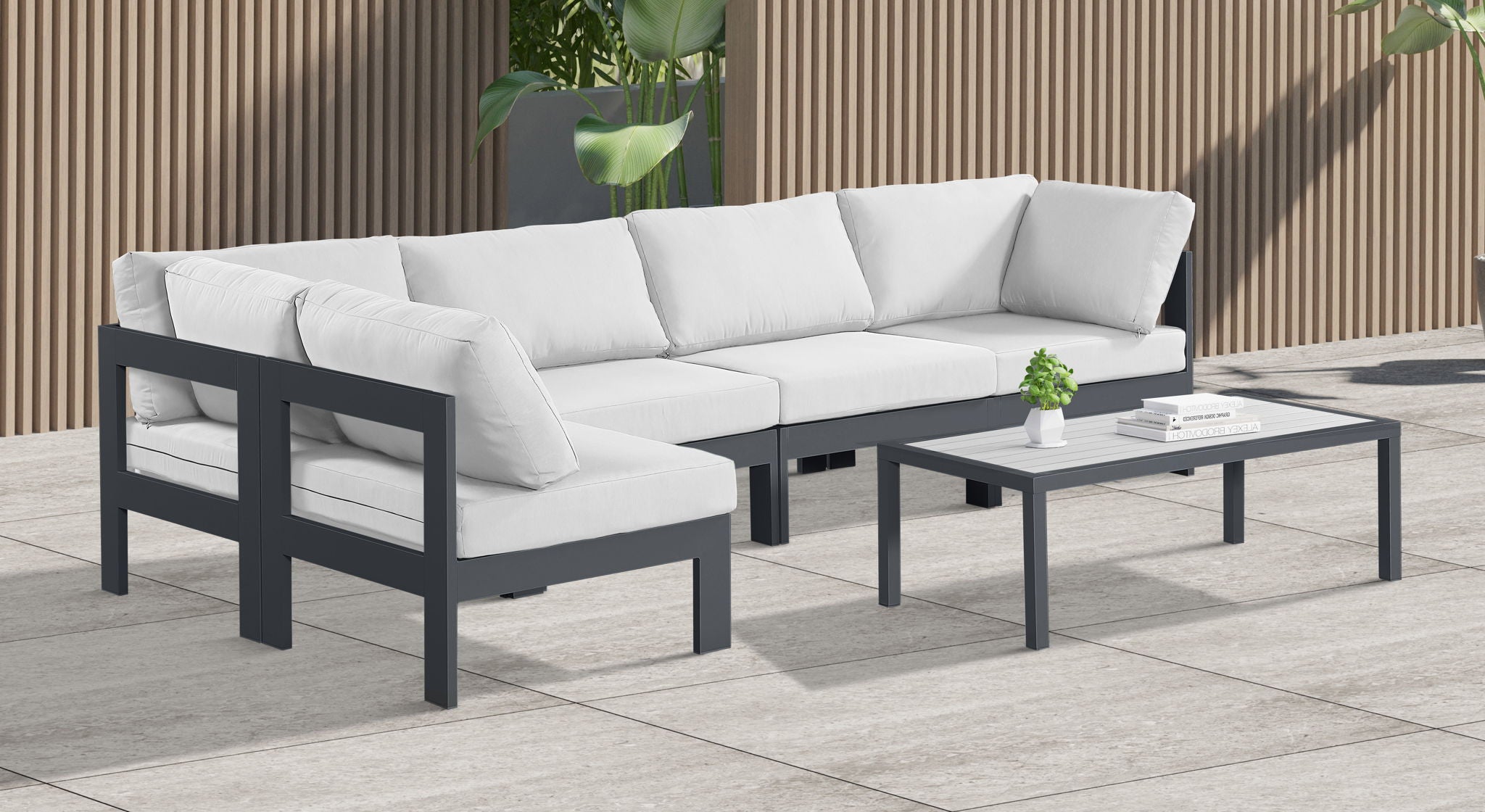 Nizuc - Outdoor Patio 5 Piece Modular Sectional With Gray Frame - Urban Living Furniture (Los Angeles, CA)
