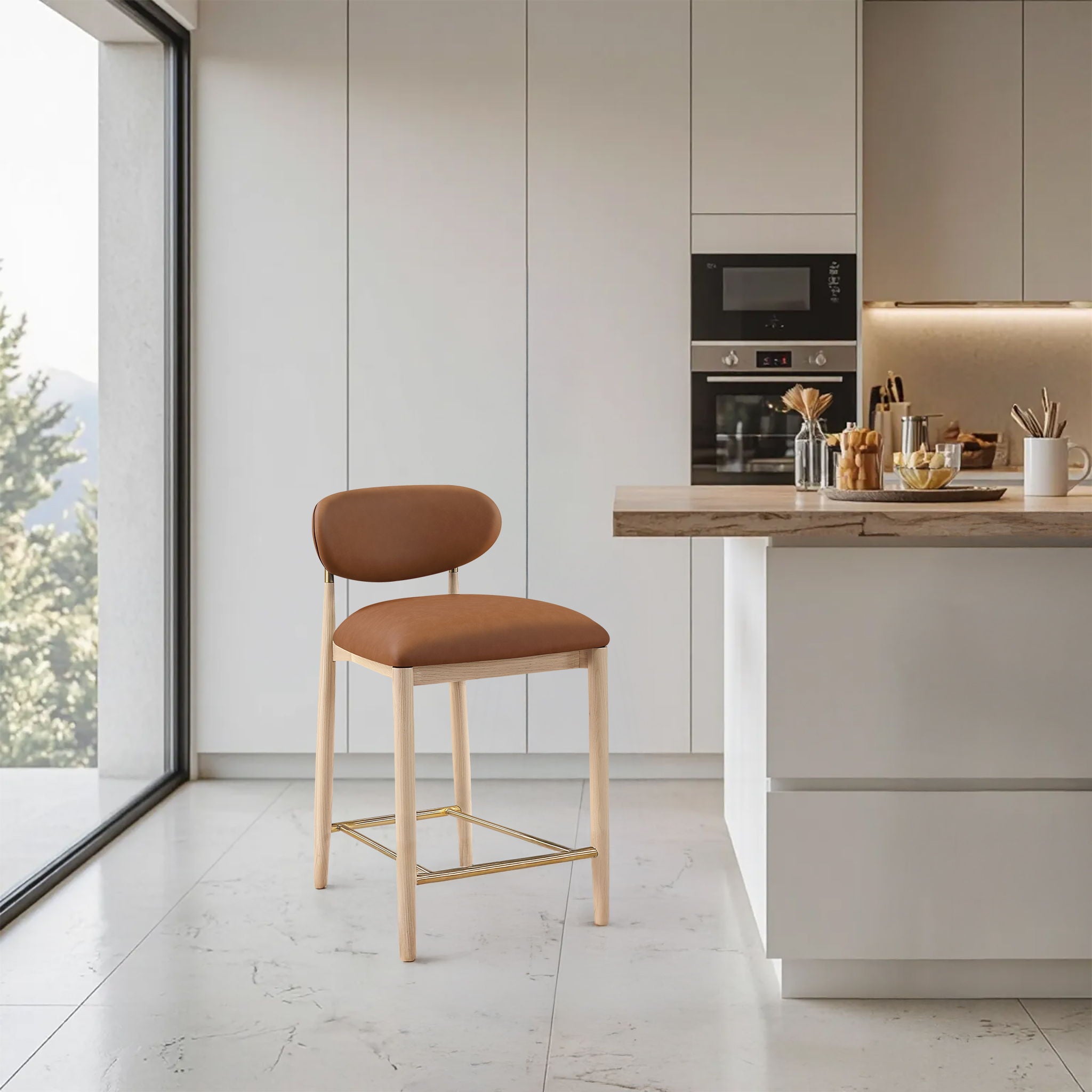 Riccio - Stool - Natural And Gold Frame - Urban Living Furniture (Los Angeles, CA)