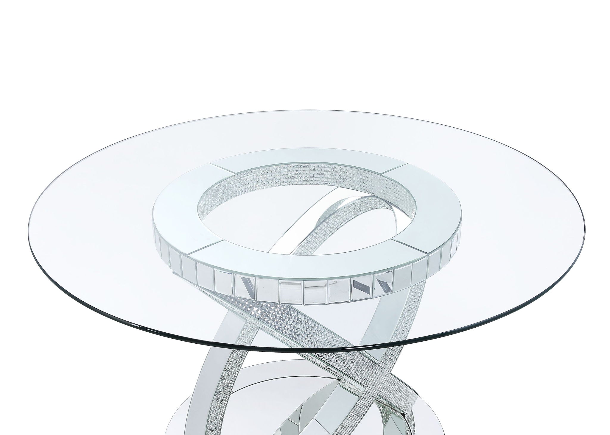 Ornat - Dining Table - Clear Glass, Mirrored & Faux Diamonds - 31" - Urban Living Furniture (Los Angeles, CA)