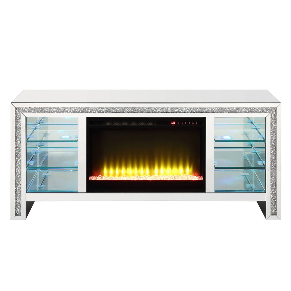 Noralie - 28" TV Stand With Fireplace & LED - Mirrored & Faux Diamonds - Urban Living Furniture (Los Angeles, CA)