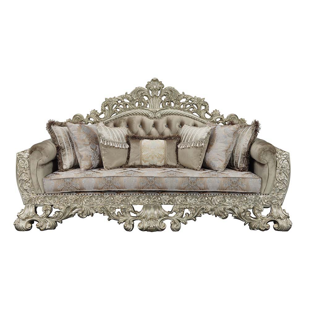 Sorina - Sofa With 7 Pillows - Velvet, Fabric & Antique Gold - Urban Living Furniture (Los Angeles, CA)