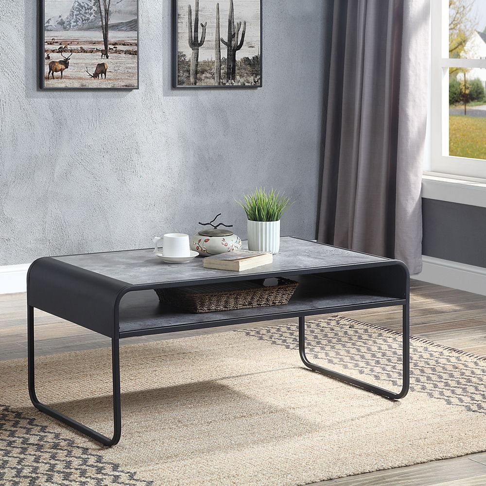 Raziela - Coffee Table - Concrete Gray & Black - Urban Living Furniture (Los Angeles, CA)