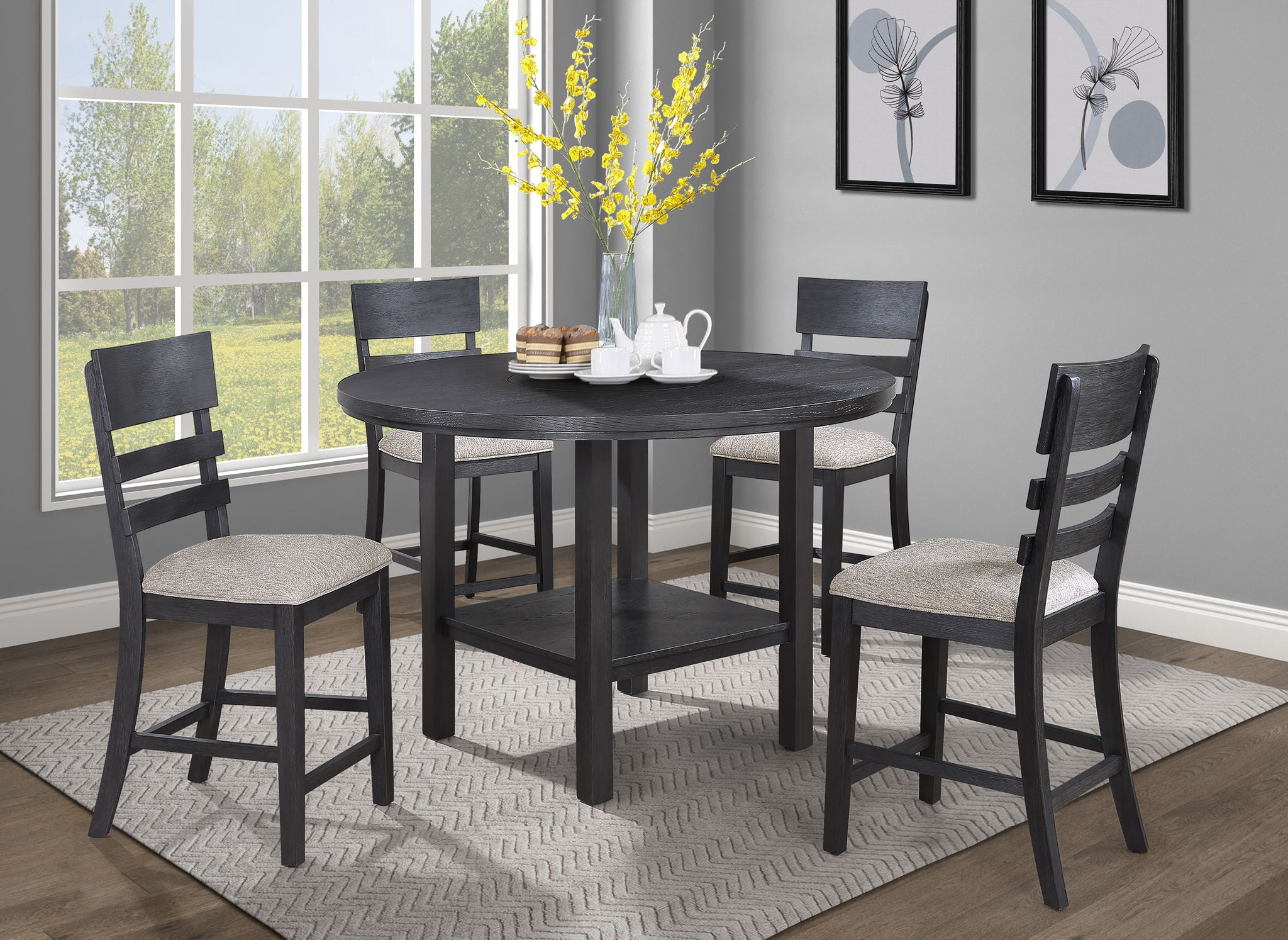 Guthrie - Counter Height Round Table With Lazysusan - Charcoal - Urban Living Furniture (Los Angeles, CA)