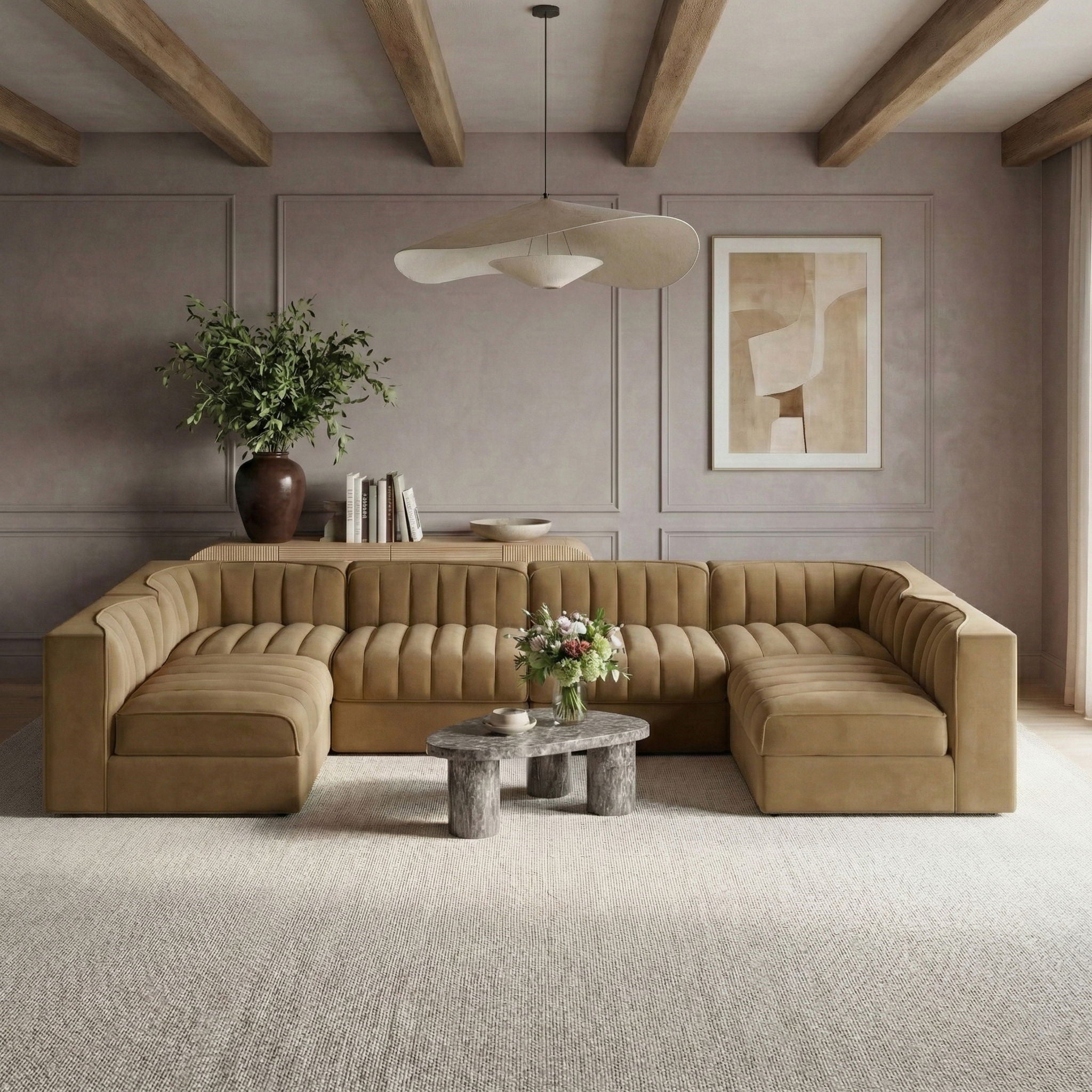 Rummi - Armless Velvet Performance Fabric Upholstered 6 Piece Modular Sectional - Urban Living Furniture (Los Angeles, CA)