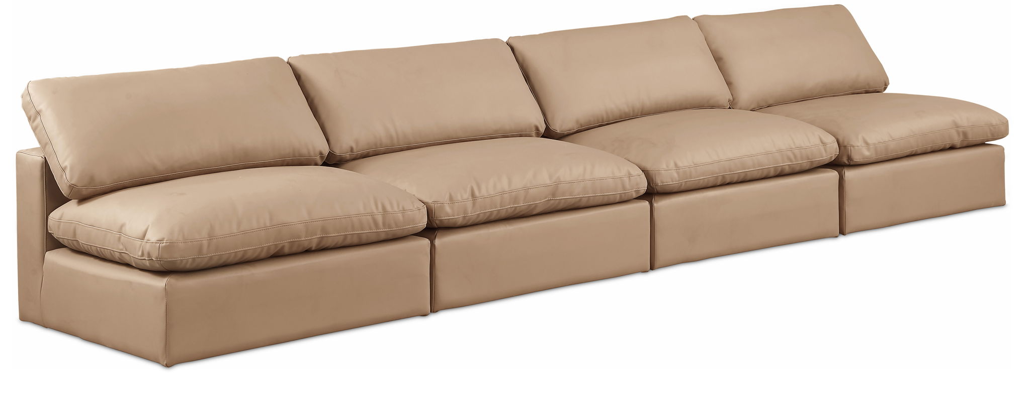 Comfy - Faux Leather Modular Armless Sofa 4 Seats - Tan - Urban Living Furniture (Los Angeles, CA)