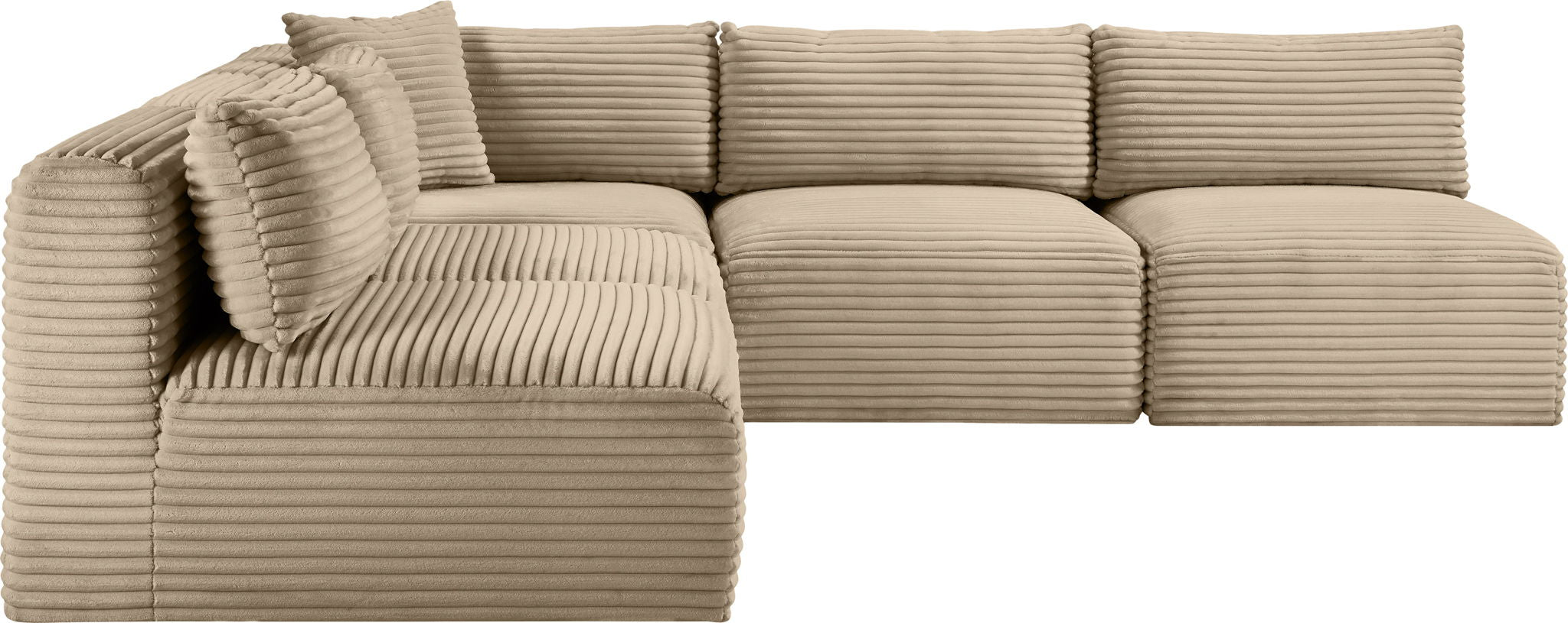Shaggy - Fabric 5 Piece Modular Corner Armless Sectional