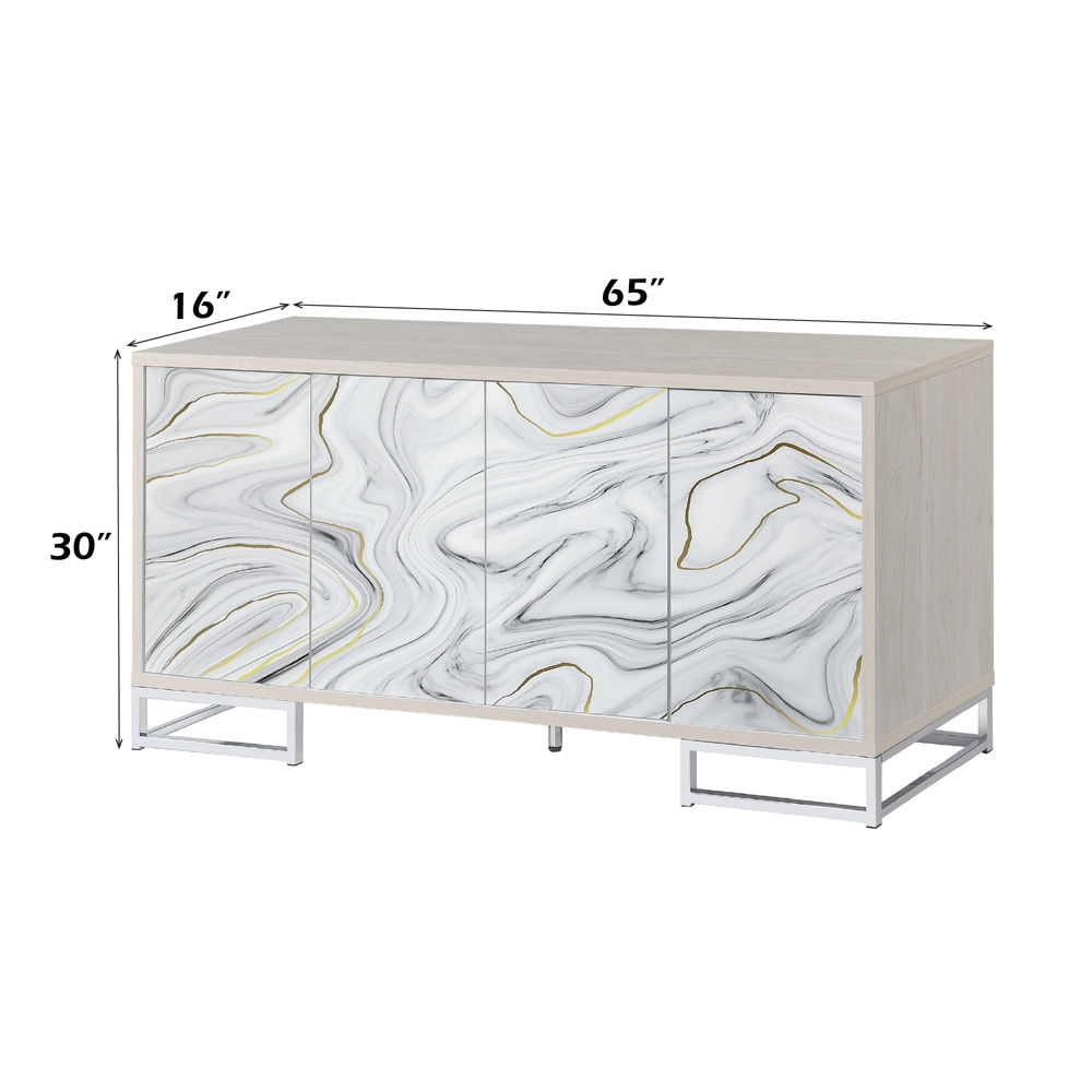 Panos - Console Cabinet - White Marble Print & Chrome - Urban Living Furniture (Los Angeles, CA)