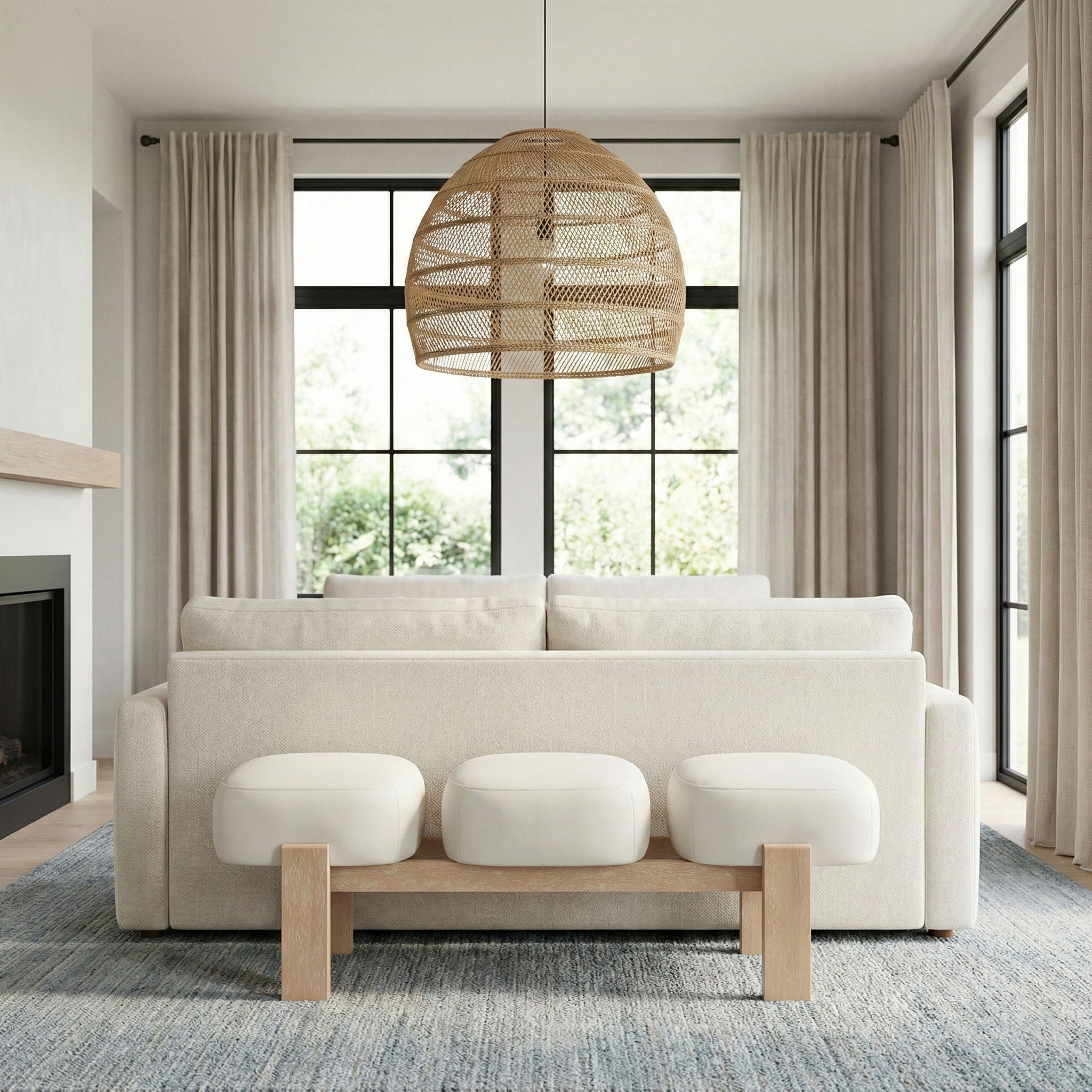 Woodcrest - Vegan Leather Upholstered Bench - Painted Natural Base