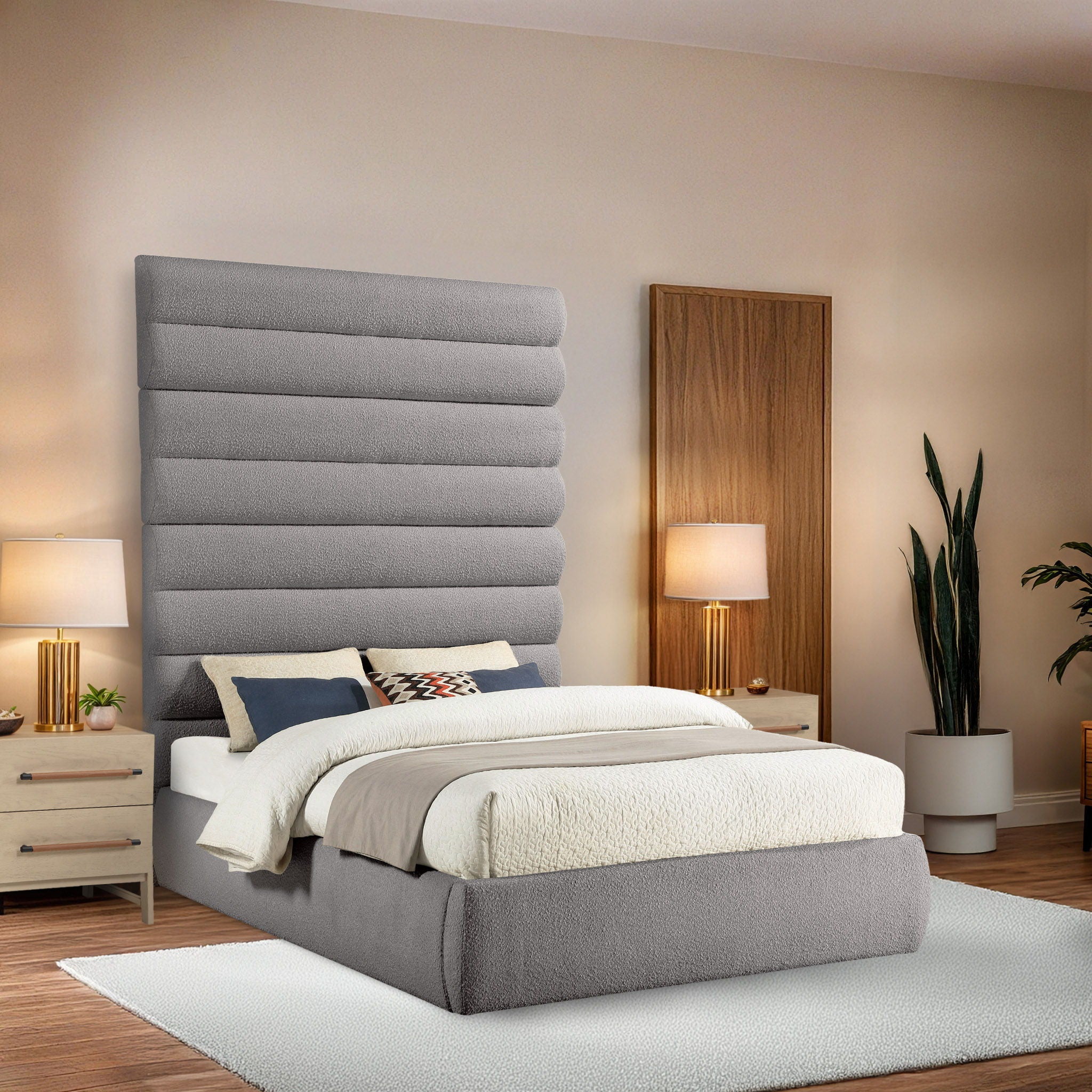 Adam - Boucle Fabric Bed With 89" Headboard - Urban Living Furniture (Los Angeles, CA)